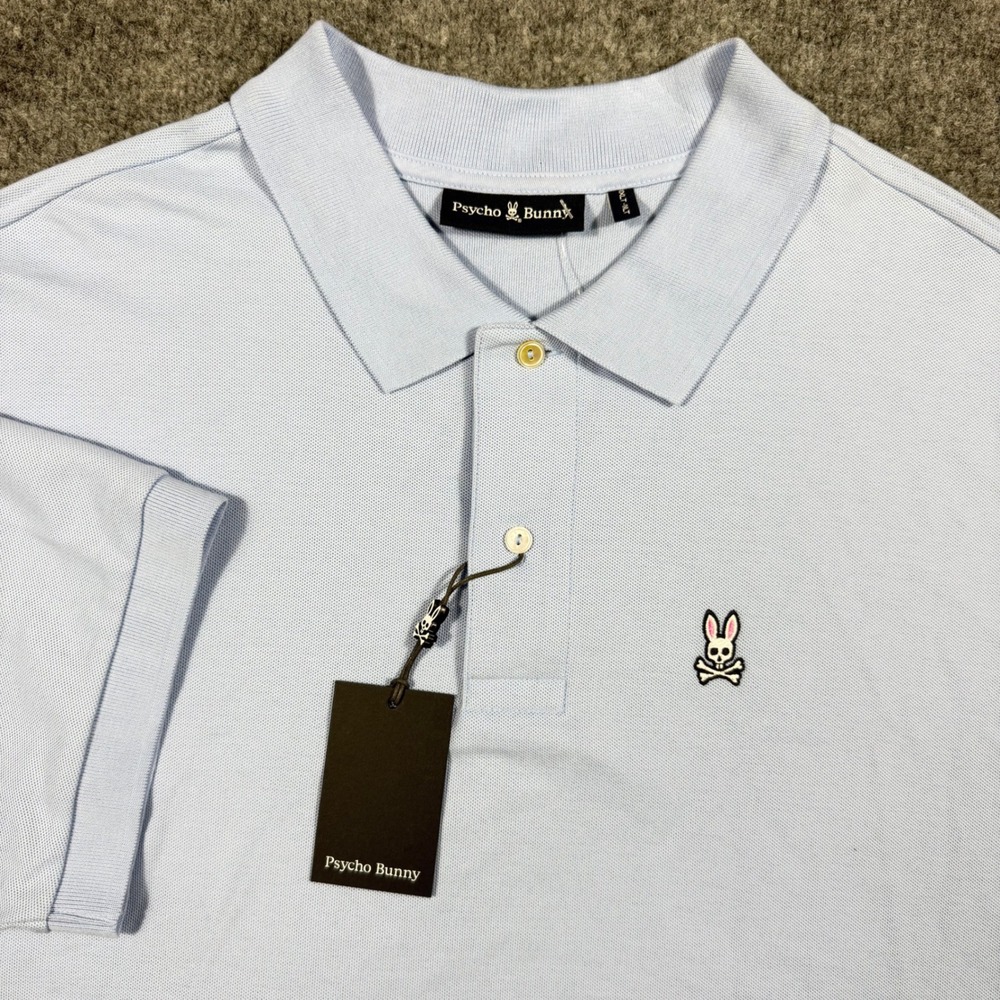 Psycho Bunny Men Classic Pique Polo Shirt 1XLT Light Blue 100% Pima Cotton NWT